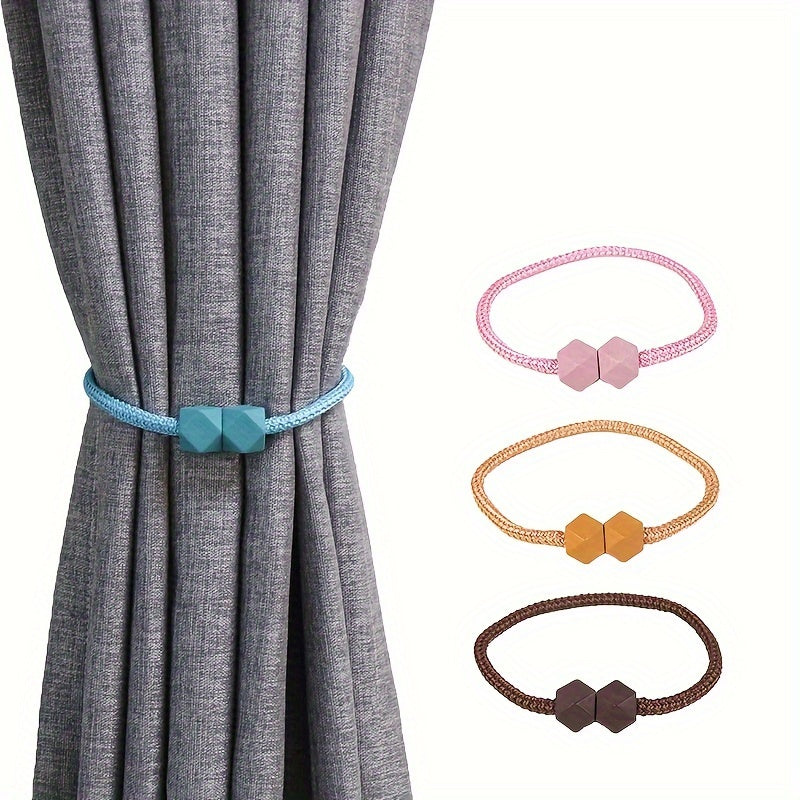 Modern Minimalist Curtain Tieback Set Plastic Cube Clips Blue Pink Peach Brown Window Drapery Holders