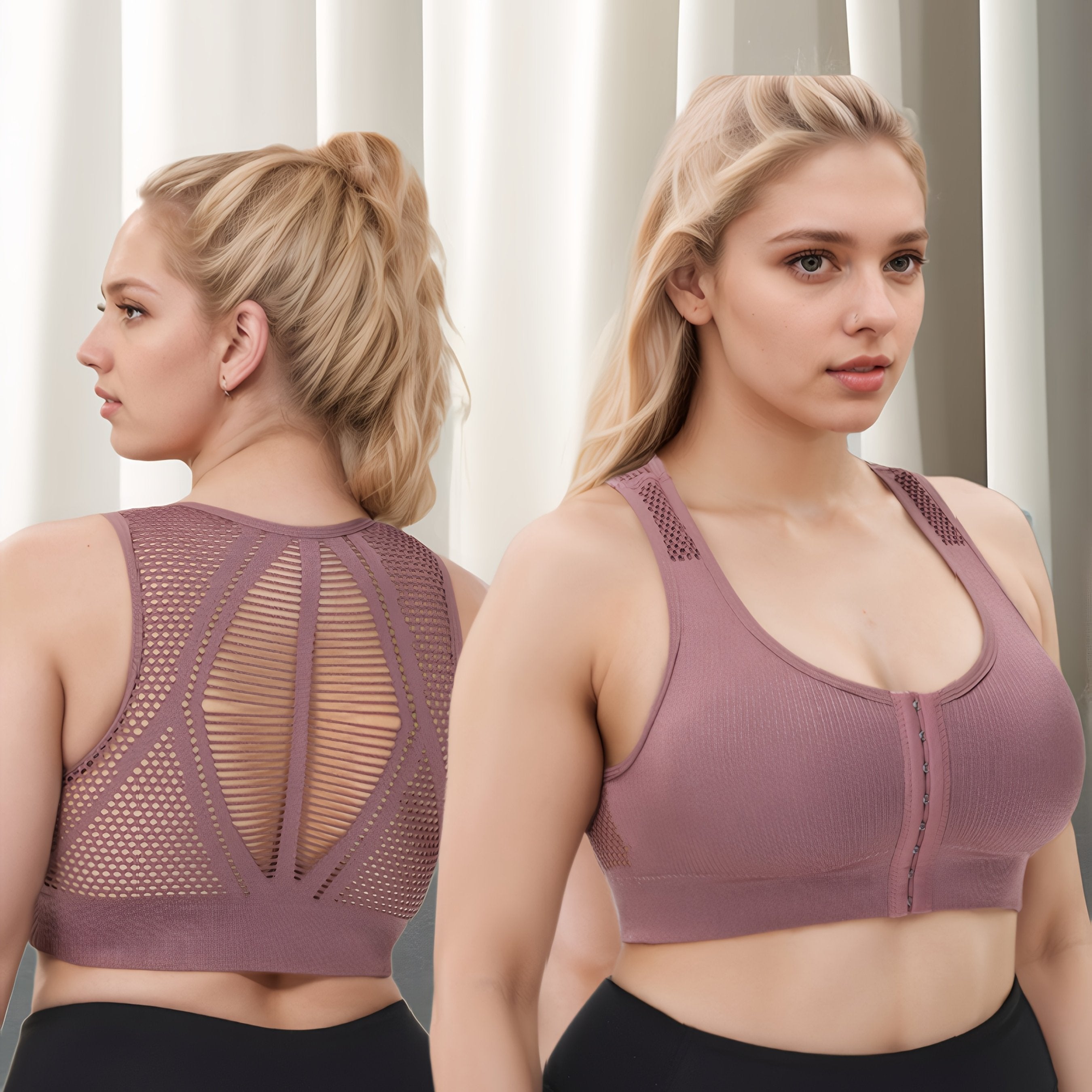 Бюстгальтер спортивный бесшовный для полных размеров, дышащий с вырезом "холлоу" на спине для йоги и бега