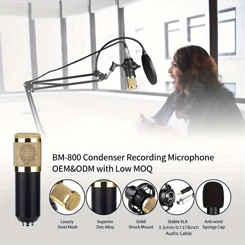 Black and Gold Metal USB Condenser Microphone for Gaming Streaming Recording