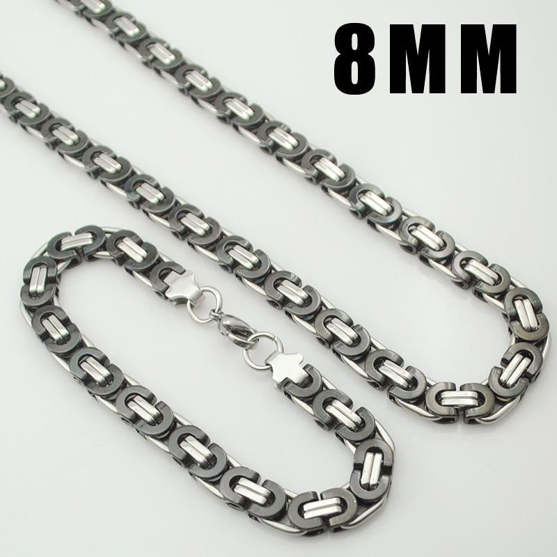 Модный египетский византийский плоский браслет и набор ожерелья, изготовленные из классической нержавеющей стали для мужчин.