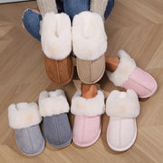 Unisex Faux Fur-Lined Slip-On Slippers Warm Indoor Outdoor Shoes