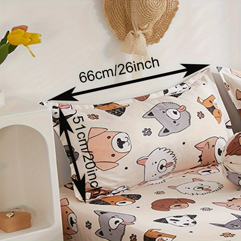 Cartoon Dog Printed Pillowcase Microfiber Digital Print Bedroom Decor