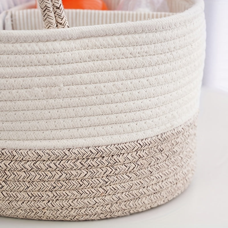 Bej toʻqilgan saqlash savati, choyshablar va muhim narsalar uchun, koʻchirish uchun ipli tashkilotchi, oʻzgartirish stoliga va kir yuvish savatlari uchun portativ.