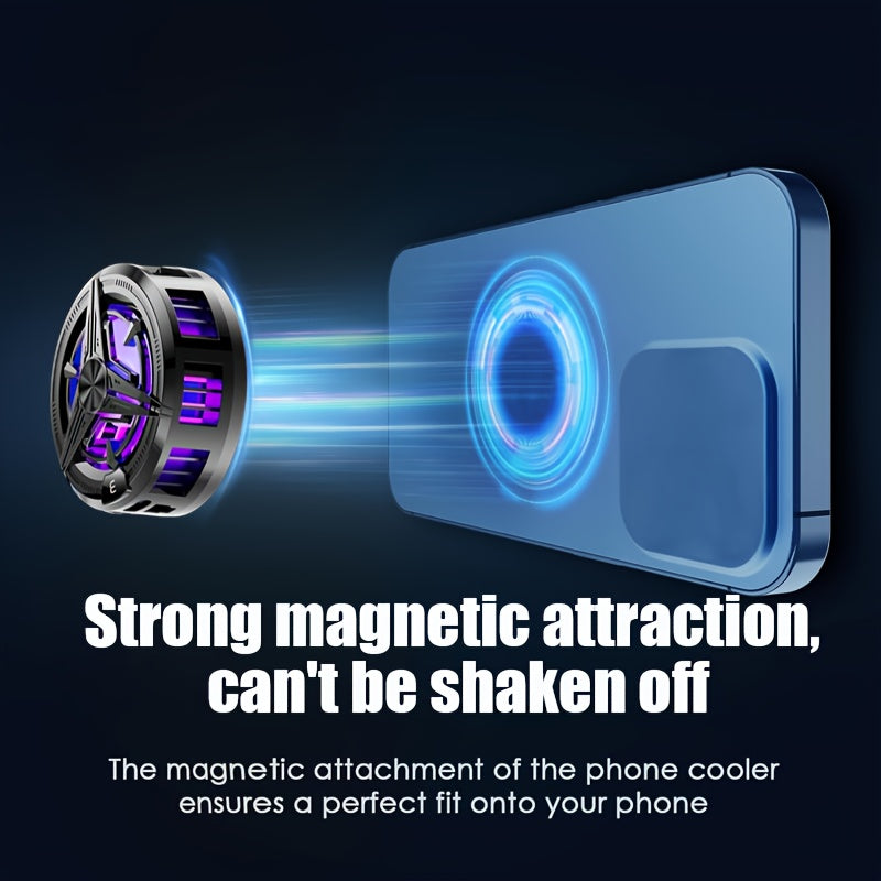 Портативный магнитный охладитель с цифровым дисплеем, тихий вентилятор для мобильных игр и прямых трансляций, питается от USB, совместим со всеми телефонами и ноутбуками, пластиковая конструкция.