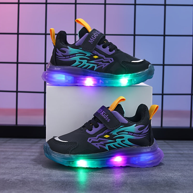 Детские кроссовки для мальчиков 2025 Весна Светодиодные повседневные спортивные туфли для детей от 1 до 9 лет