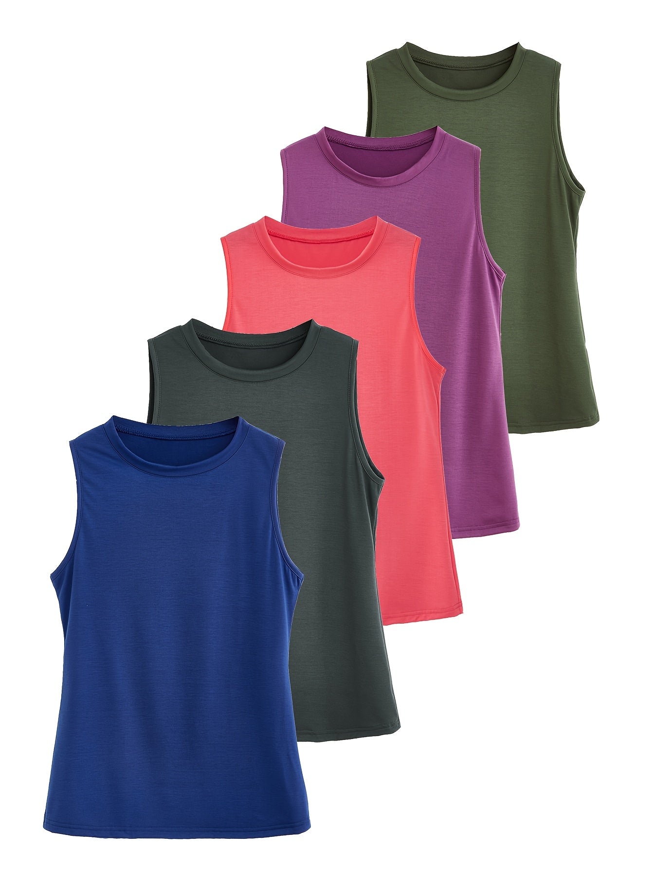Women Plus Size Sleeveless Tank Tops Breathable Summer Casual Fitness Pack of 5