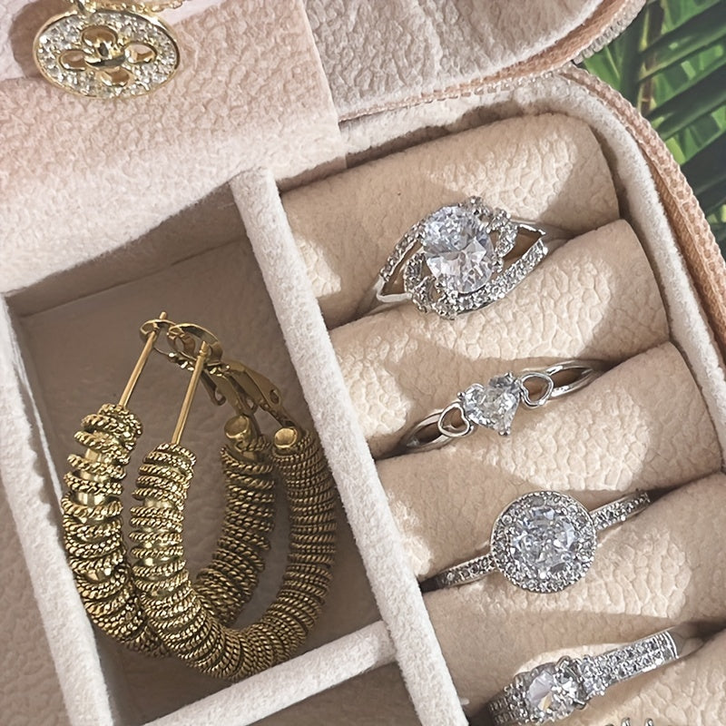 Organizador de joyas de viaje color macaroon, estuche compacto para pendientes, collares y anillos