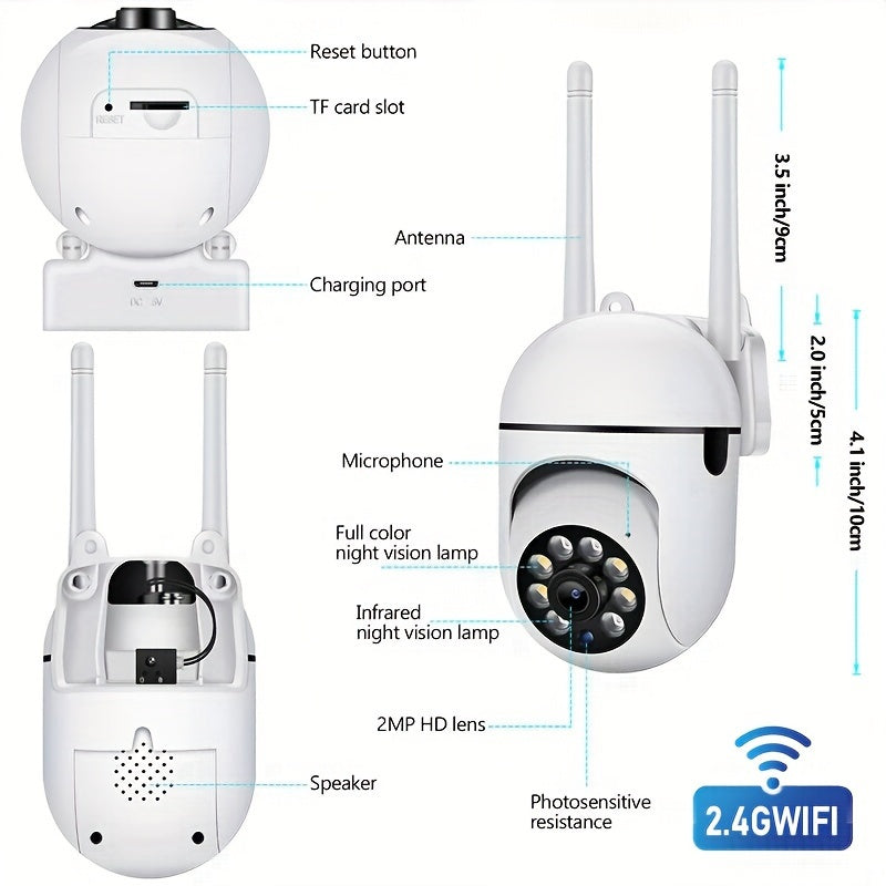 Wireless Security Camera 1080P HD Wi-Fi Motion Detection Night Vision Indoor Surveillance