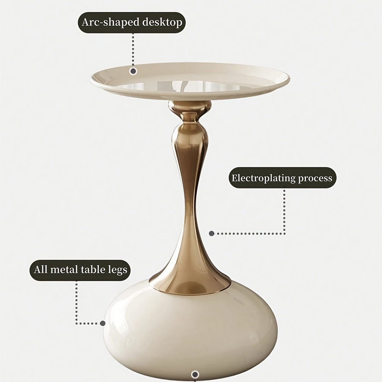Glam Style Round Metal Side Table Unfinished Finish Portable Living Room End Table