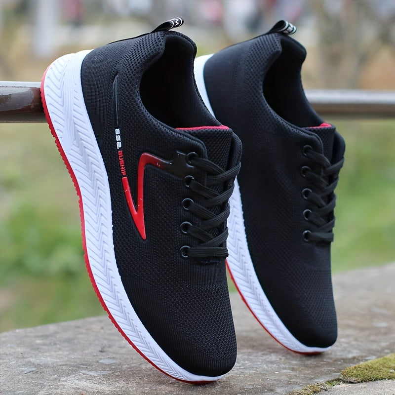 Men's Breathable Fabric Lace-Up Sneakers for Running Basketball Workout Gym