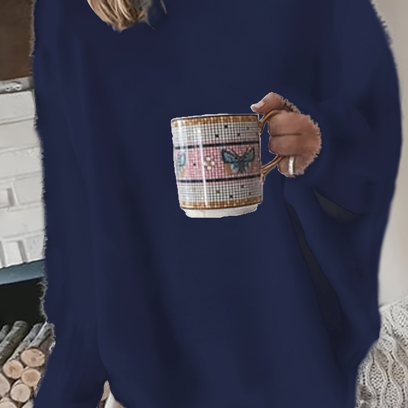 Suéter de punto negro de talla grande para mujer, suéter cálido de invierno