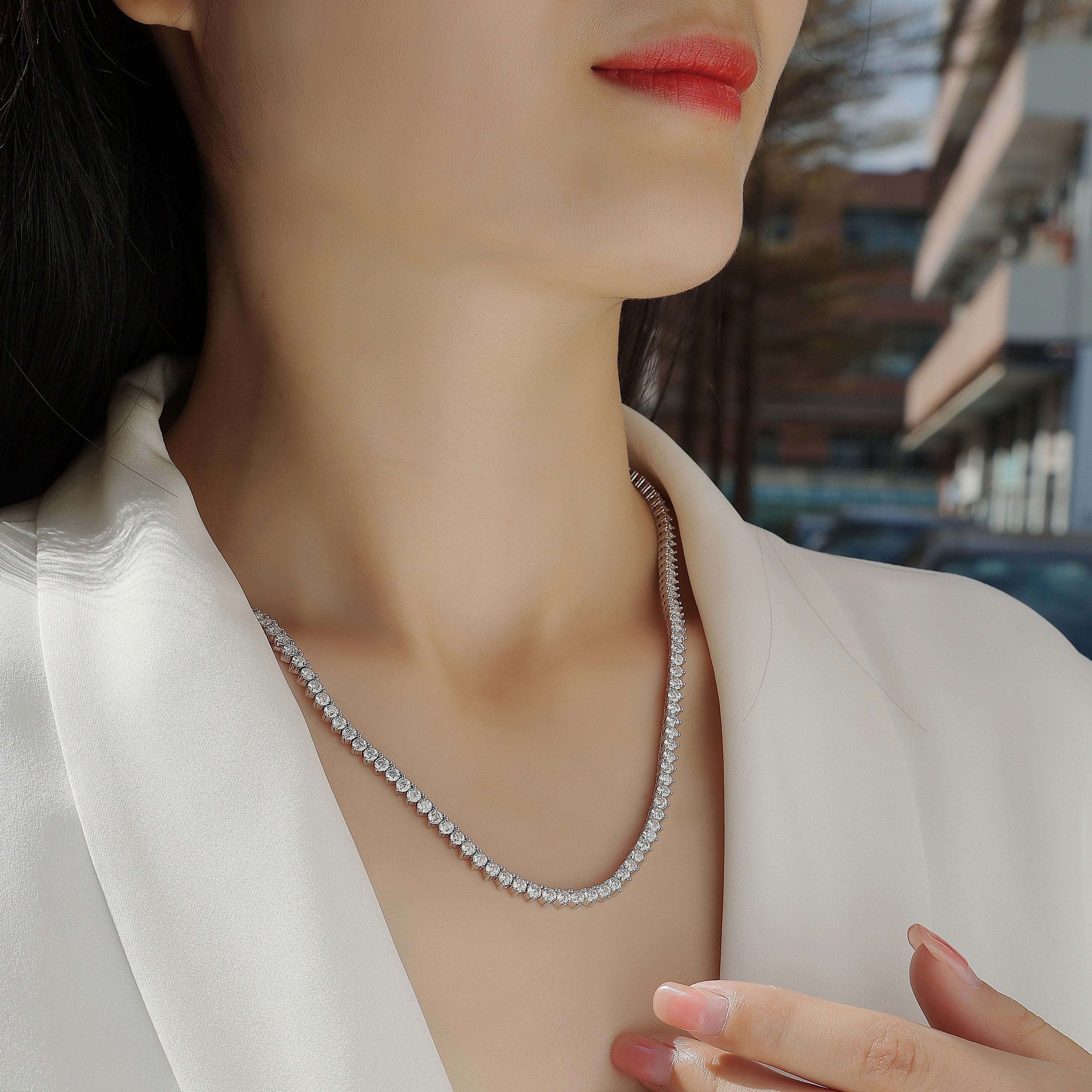 Sterling Silver Moissanite Necklace 17ct Gold Plated Wedding Engagement Jewelry