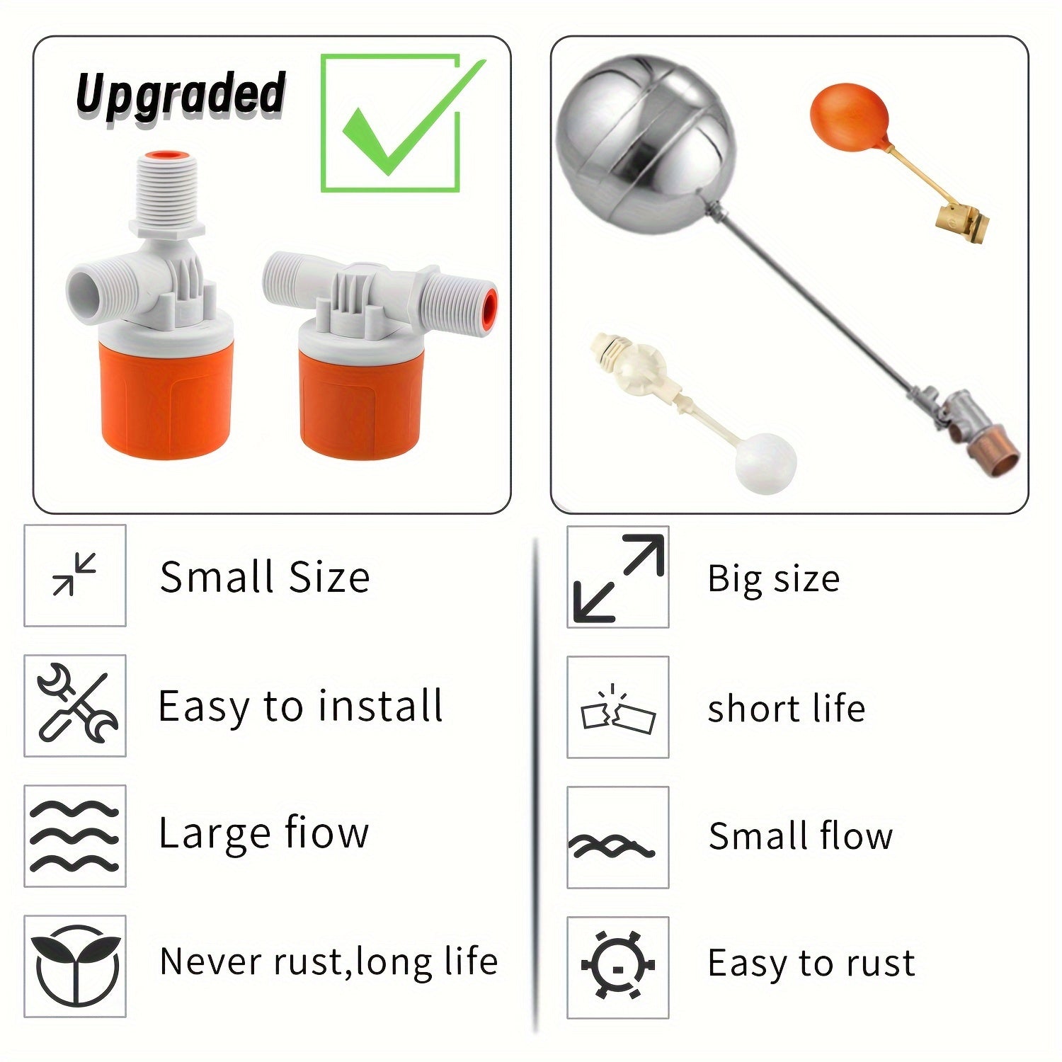 Automatic Water Level Control Float Valve 1/2 3/4 1 Inch for Tanks Pools Water Towers