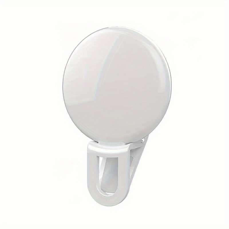 Клипсовый профессиональный светодиодный кольцевой свет с 3 цветовыми режимами для селфи на смартфоне, с теплыми и белыми световыми опциями.