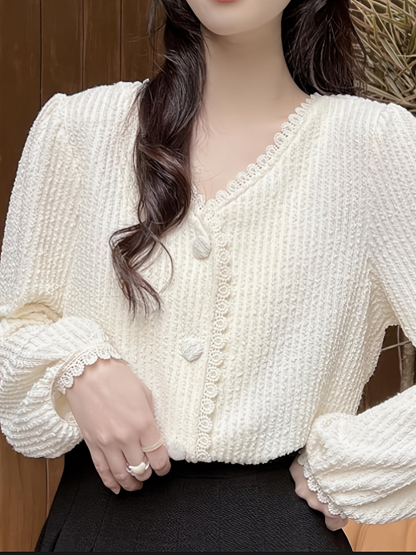 Minimalist Mustaqil Rangli Tugmachali Bluzka, Uzun Yengli Tasodifiy Kiym uchun Ayollar Bahor va Kuzda