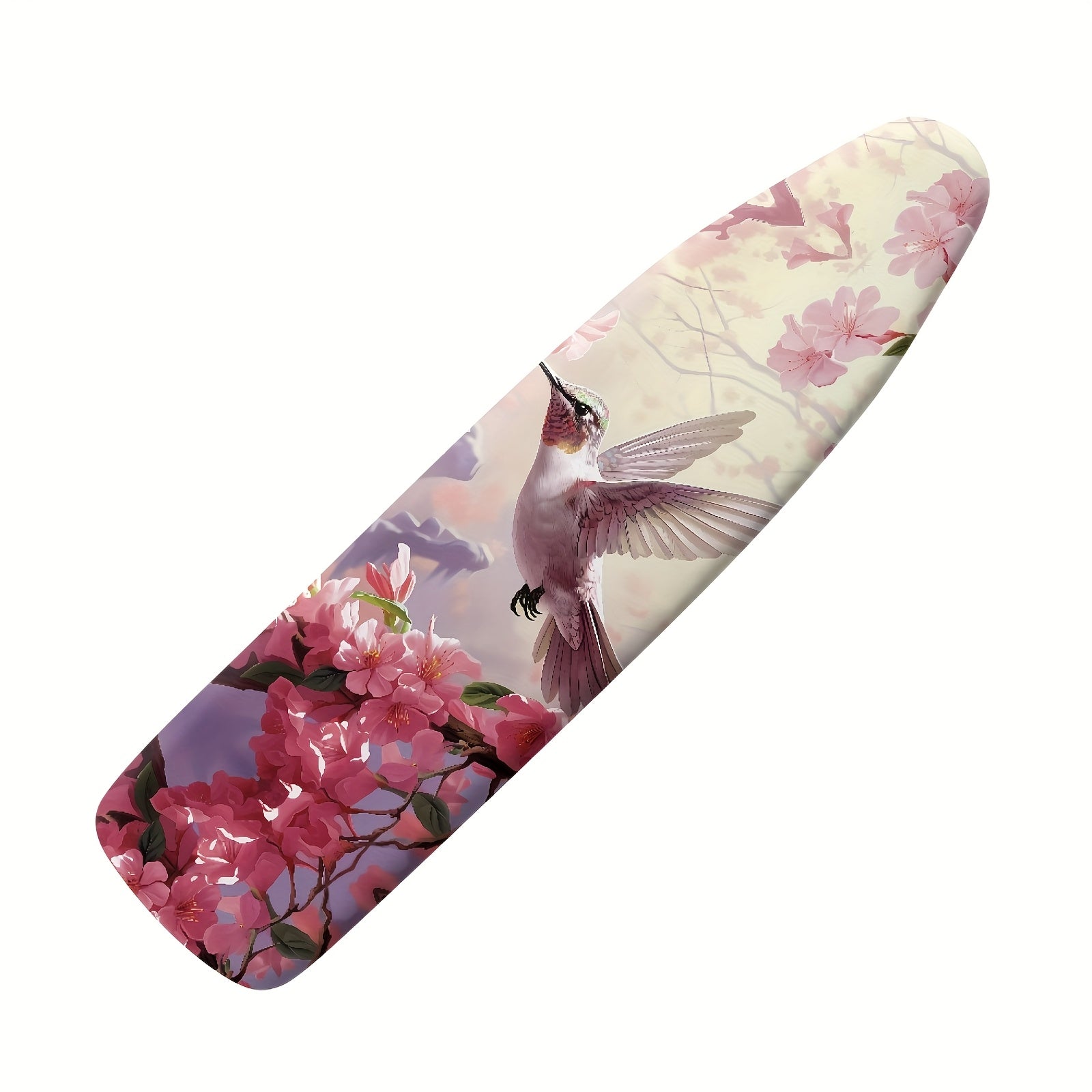 Funda para tabla de planchar con diseño floral y colibrí, bordes elásticos, lavable a máquina, fácil de instalar