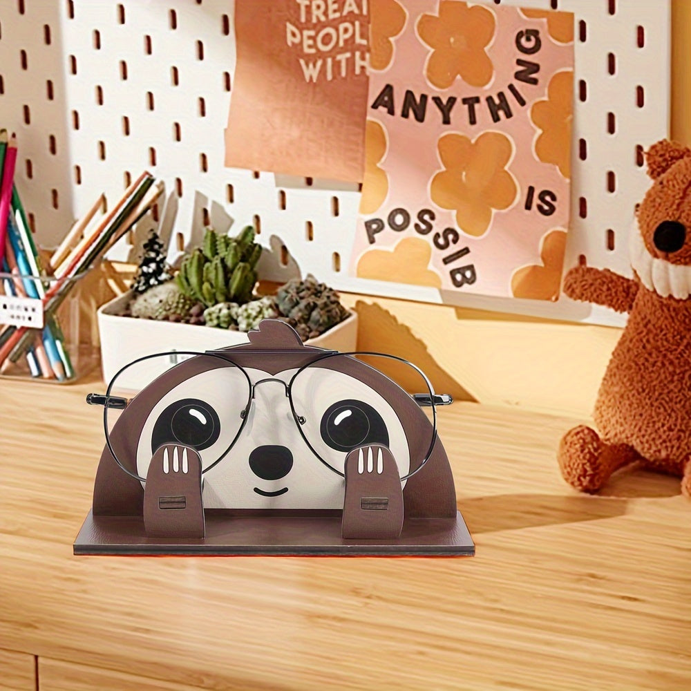 Soporte de gafas de madera en forma de perezoso para escritorio, organizador de gafas para mujeres