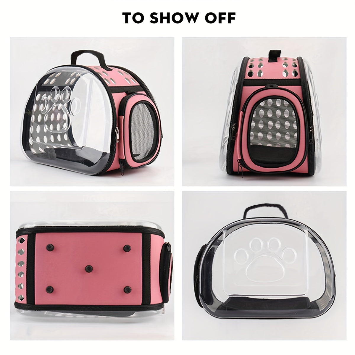 Breathable Foldable Cat Backpack Carrier with Footprint Design and Transparent Window