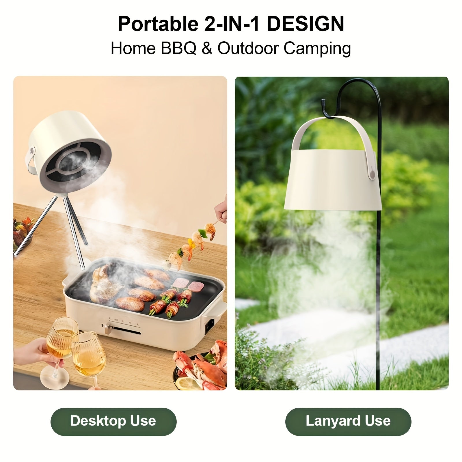 Stol usti range hood, portativ issiq qozonli barbekyu tutqich, USB quvvat bilan ta'minlangan va olib tashlanadigan qopqoq bilan, ideal sovg'a.