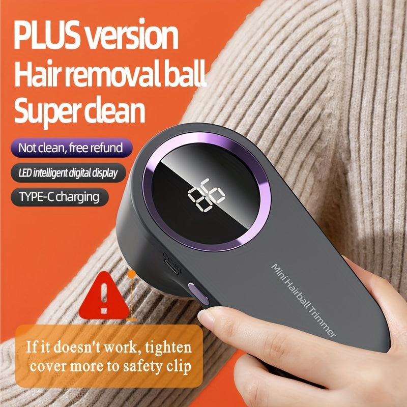 Rechargeable USB Lint Remover Ball Fabric Shaver Trimmer with Power Display for Home Travel and Grooming