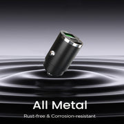 Dual Port 100W Fast Charging Car Charger Alloy Mini Design with Pull Ring