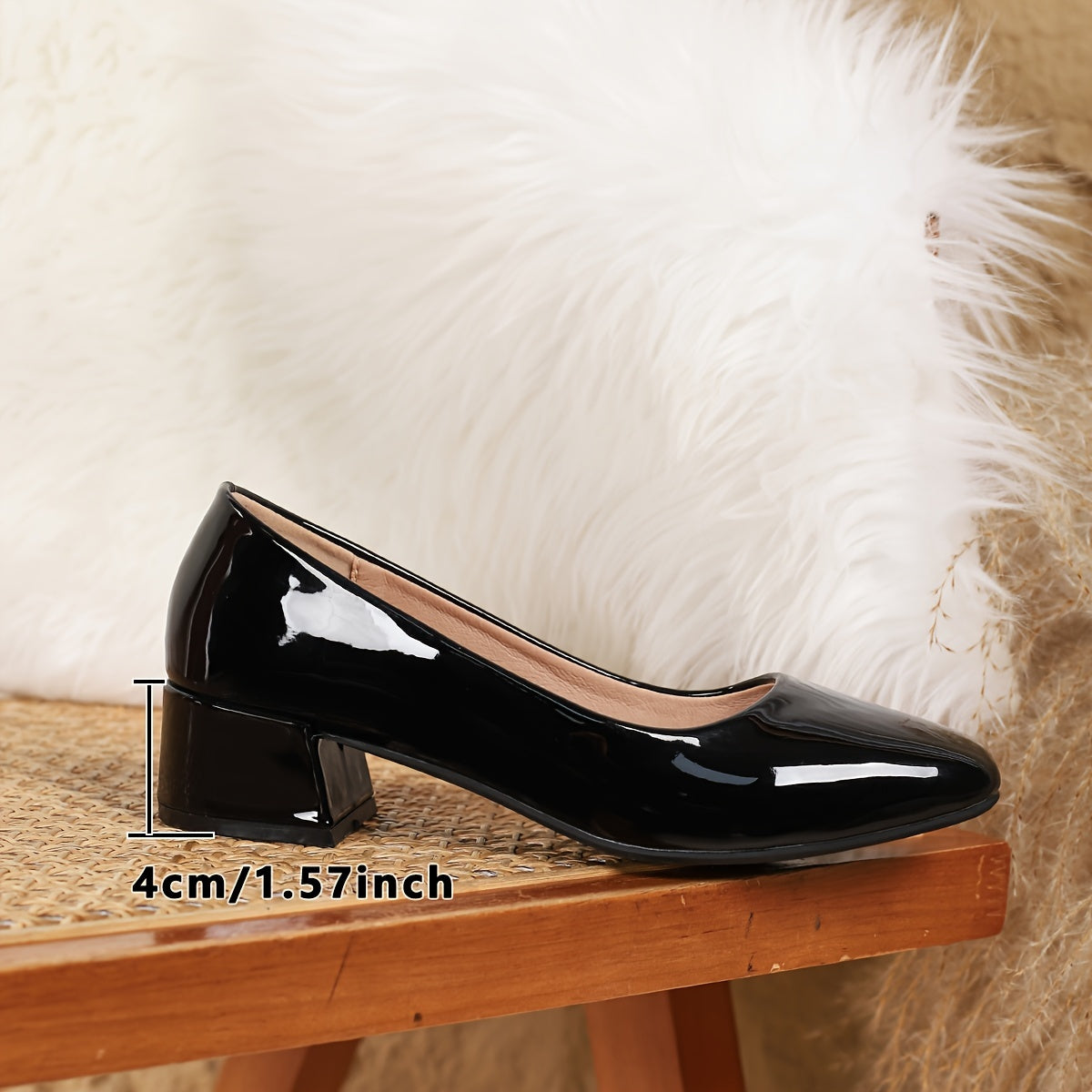 Women's Solid Color Square Toe Block Heel Pumps All-Season Mid Heel