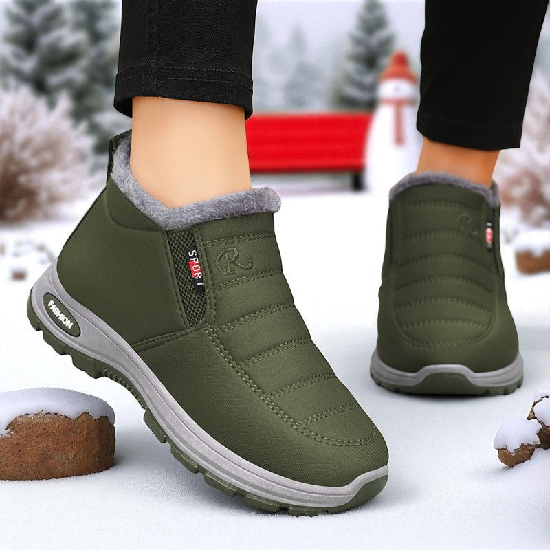 All-Season Thermal Insulated Slip-On Shoes for Men and Women Beige Winter Boots