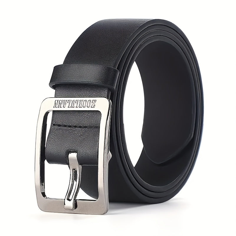 Faux Leather Belt for Men with Pin Buckle Casual Formal Adjustable