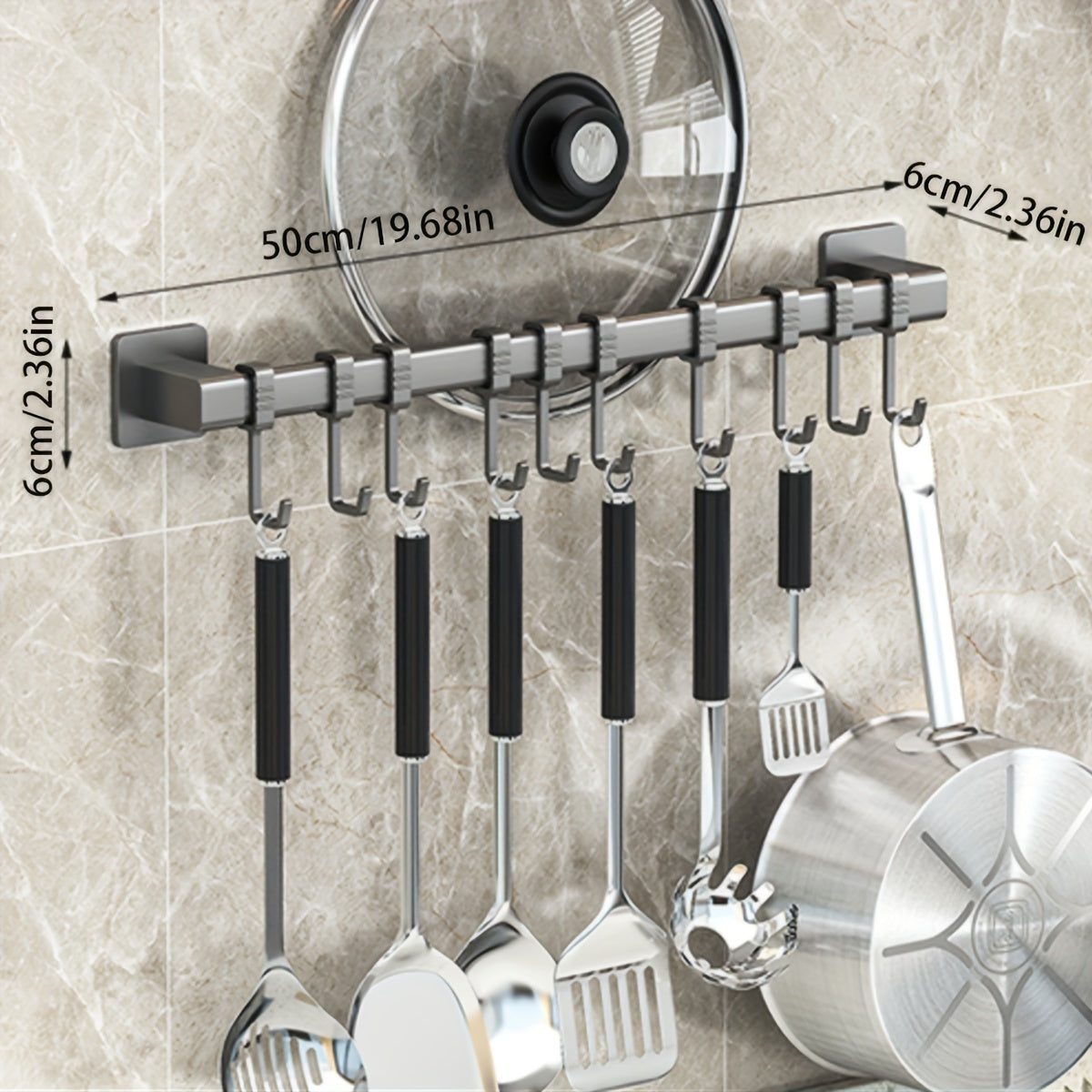 Wall-Mounted Kitchen Organizer with Spatula Hook for Utensils and Bathroom Essentials