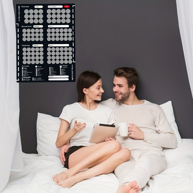 100 Poses Scratch-Off Poster and Lace Eye Mask Set for Couples Valentine's Day Gift