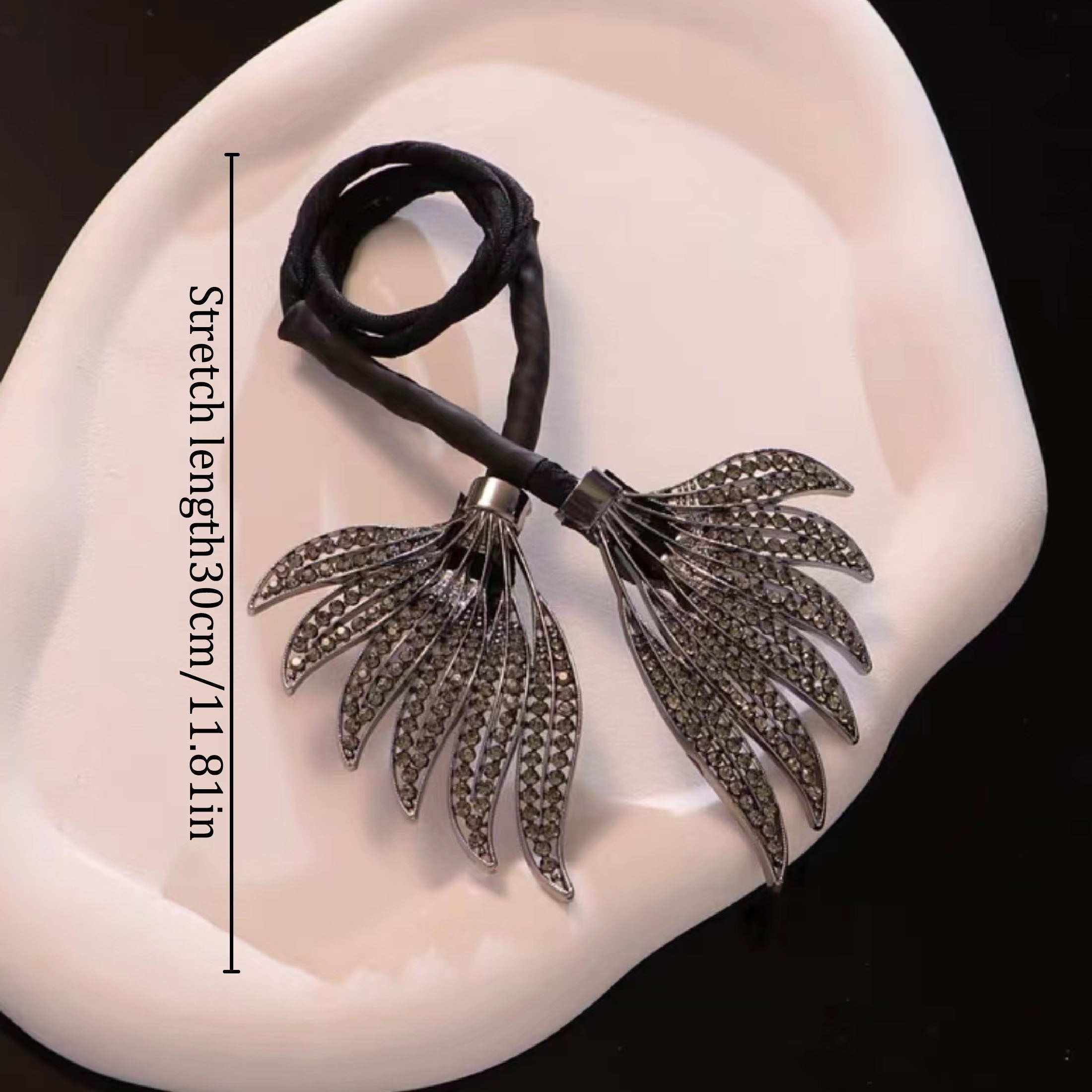 Black Alloy Hair Bun Maker with Rhinestone Embellishments for Women