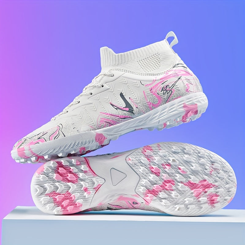 Men's Soccer Cleats Lace Closure PU Upper Rubber Sole All-Season Sports Shoes