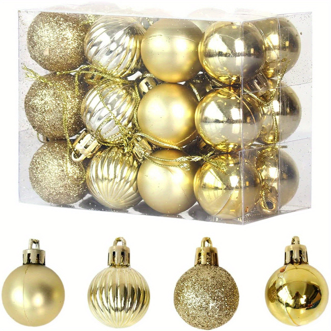 Small Christmas Tree Ornaments 24 Pack Decorative Balls for Holiday Decoration