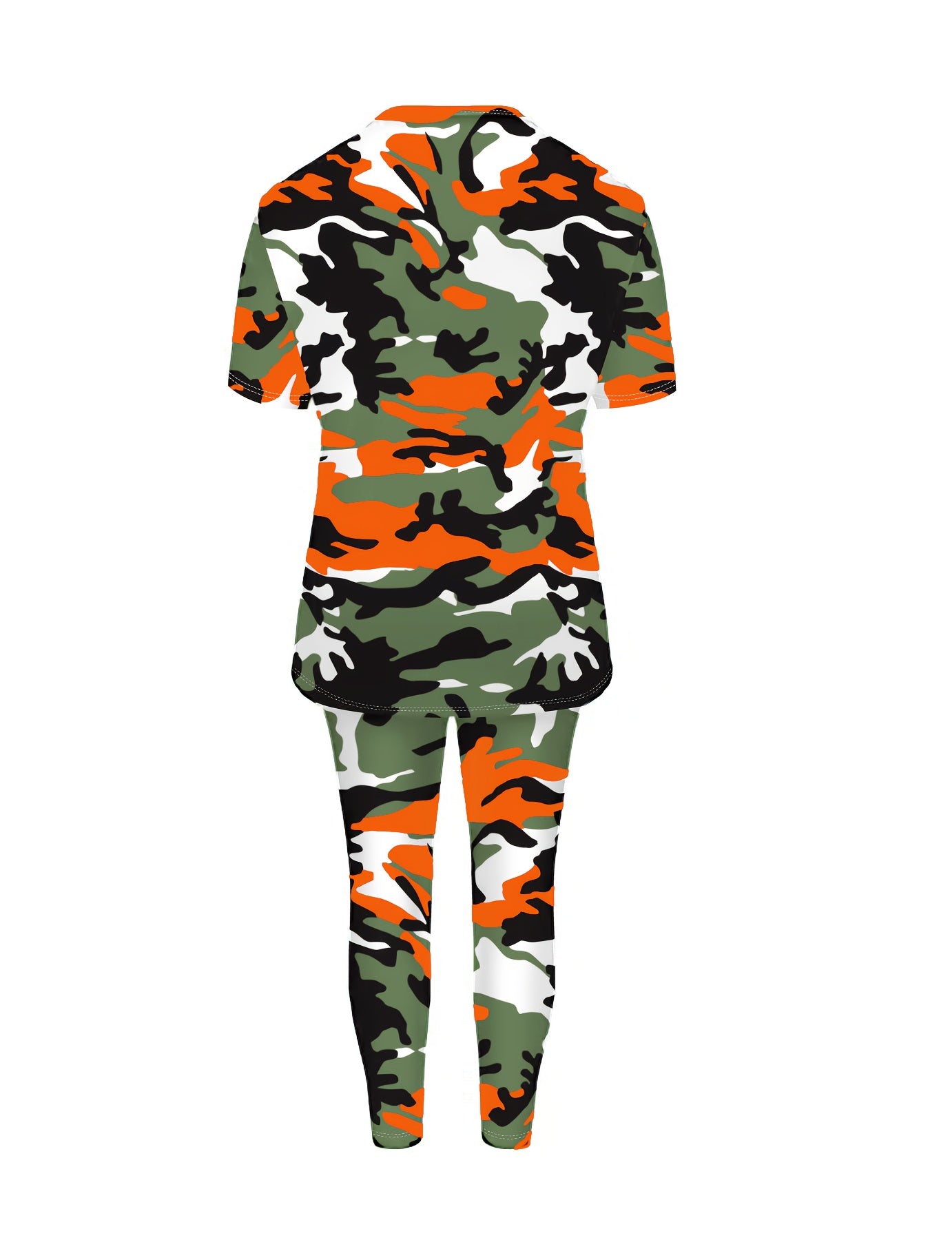 Plus Size Camouflage Orange Sports Outfit Women Activewear