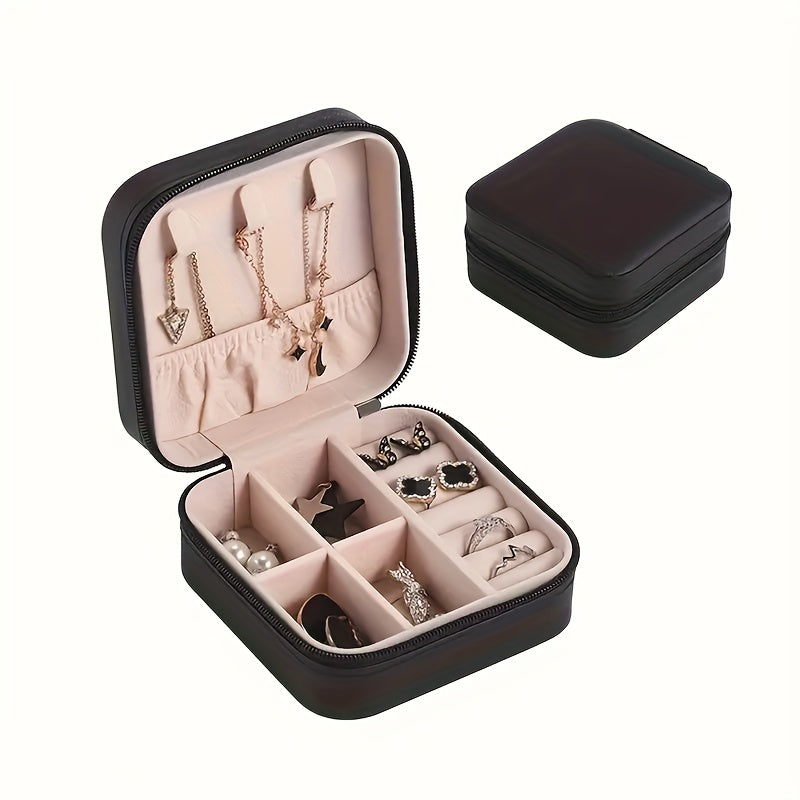 Caja organizadora de joyas de viaje para almacenamiento de collares y anillos