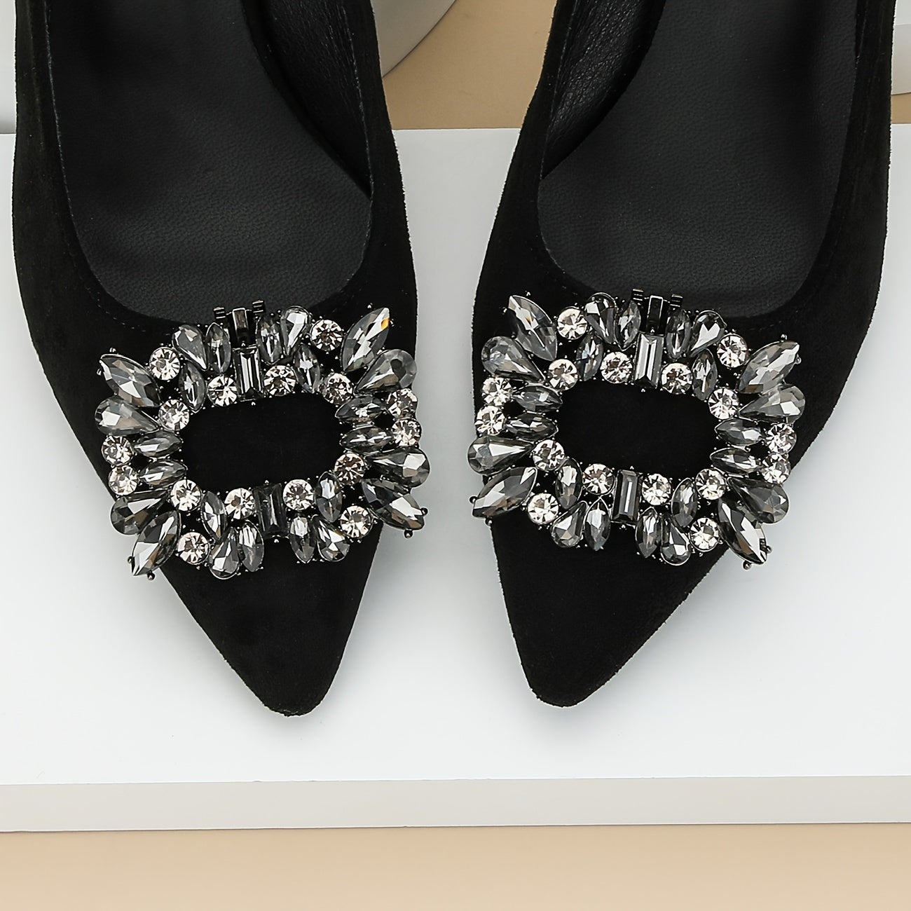 Ayollar uchun rhinestone kristal poyafzal kliplari 1/2 dona mis alloy bezakli burmalar