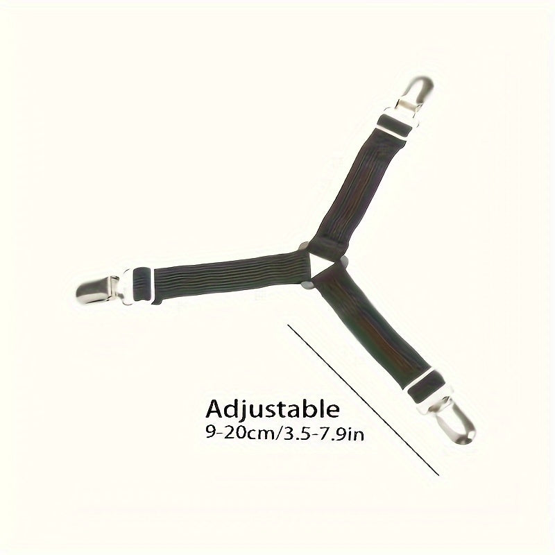 Set of 4 Adjustable Non-Slip Bed Sheet Straps with Transparent Clips for Sofa and Bedding