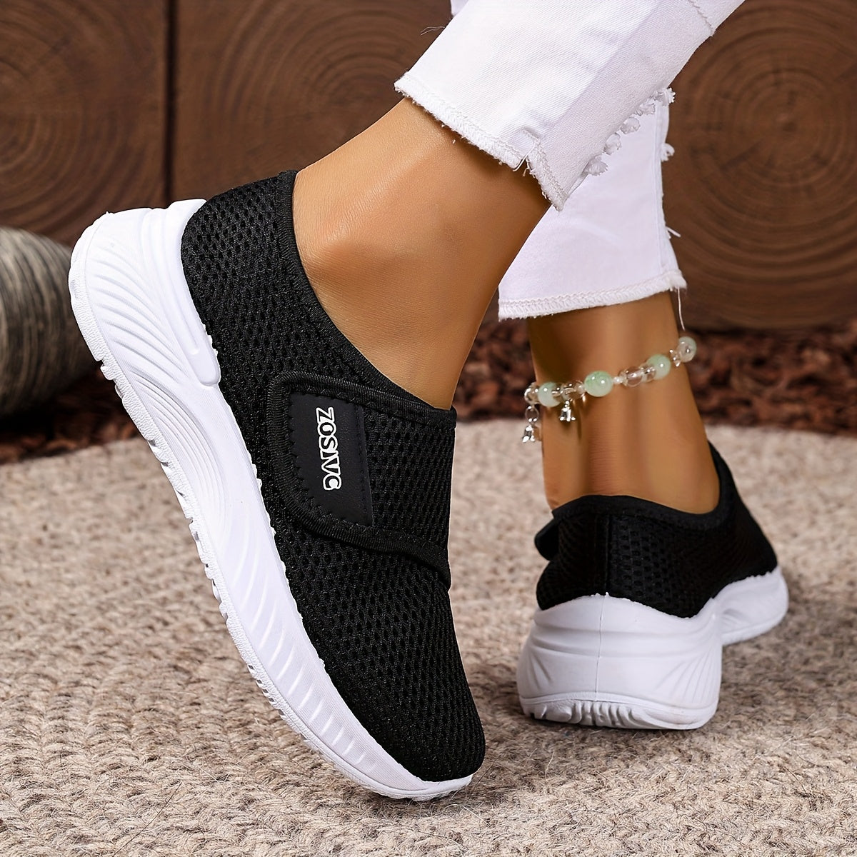 Women's Plus Size Sneakers Breathable Cushioned Slip-Resistant Gym Walking