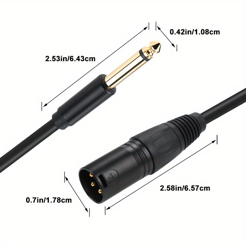 6.5mm to XLR Male Audio Cable for Connecting Sound Card to Mixer with Gold-Plated Plug