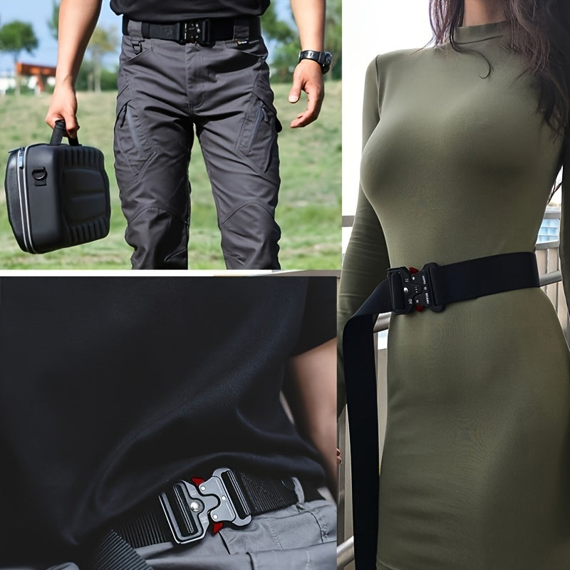 Men's Nylon Tactical Belt with Quick Release Buckle Black Outdoor Waistband
