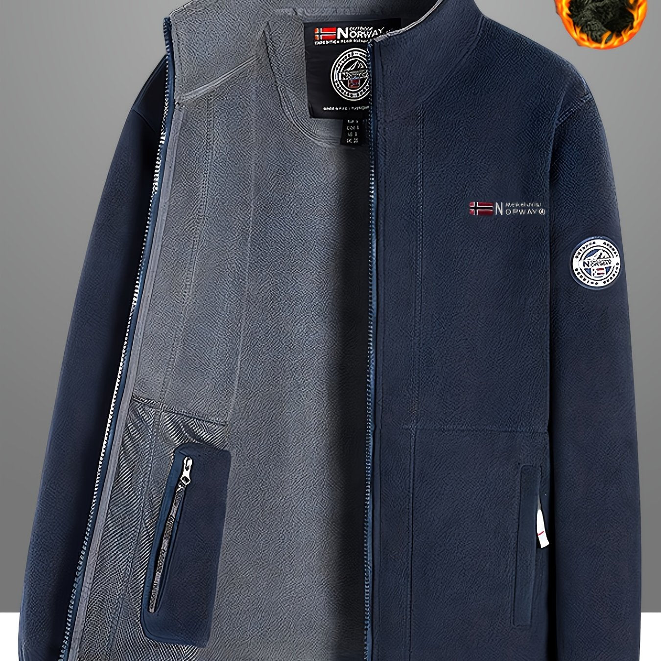 Men's Reversible Fleece Jacket Thick Warm Autumn Winter Fluffy Cardigan