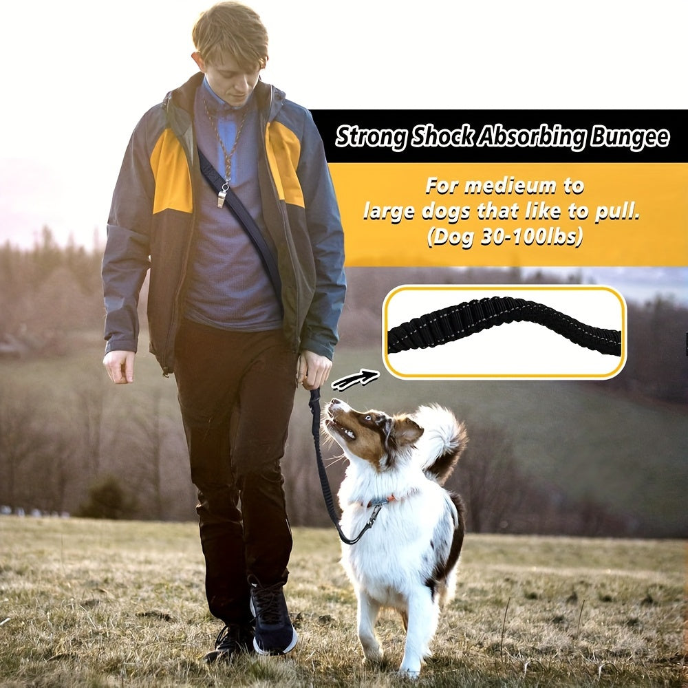 6-in-1 Hands-Free Dog Leash for Medium to Large Dogs 3.05m Striped Polyester Shock Absorbing Bungee