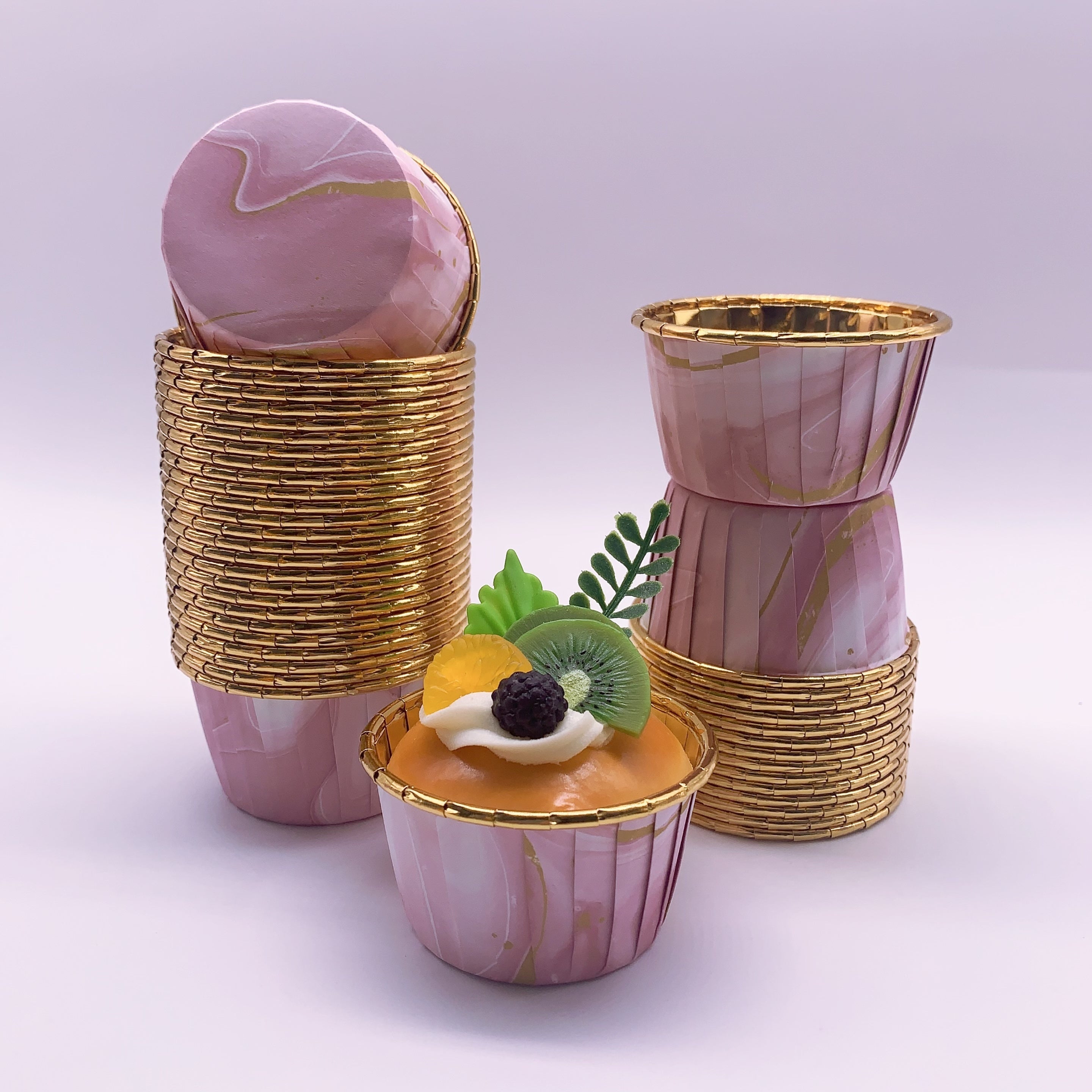 50 ta yaltiroq, bir foydalanish uchun mo'ljallangan kekchilik qobig'i, issiqlikka chidamli muffin pishirish asboblari