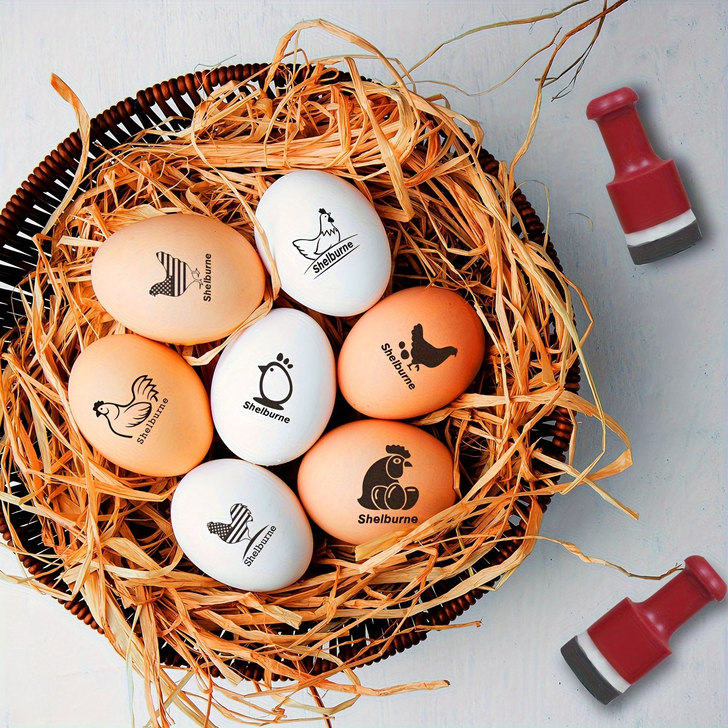 Customizable Round Hard Rubber Egg Stamp for Farm Fresh Chicken and Duck Eggs