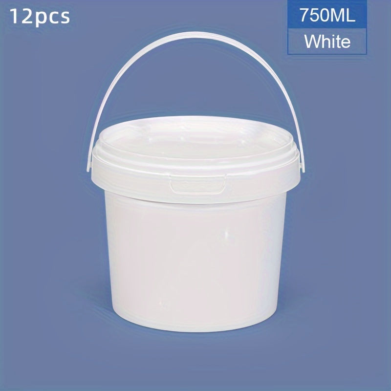 12-Piece Clear Round Plastic Food Storage Containers with Handles, Microwave Safe