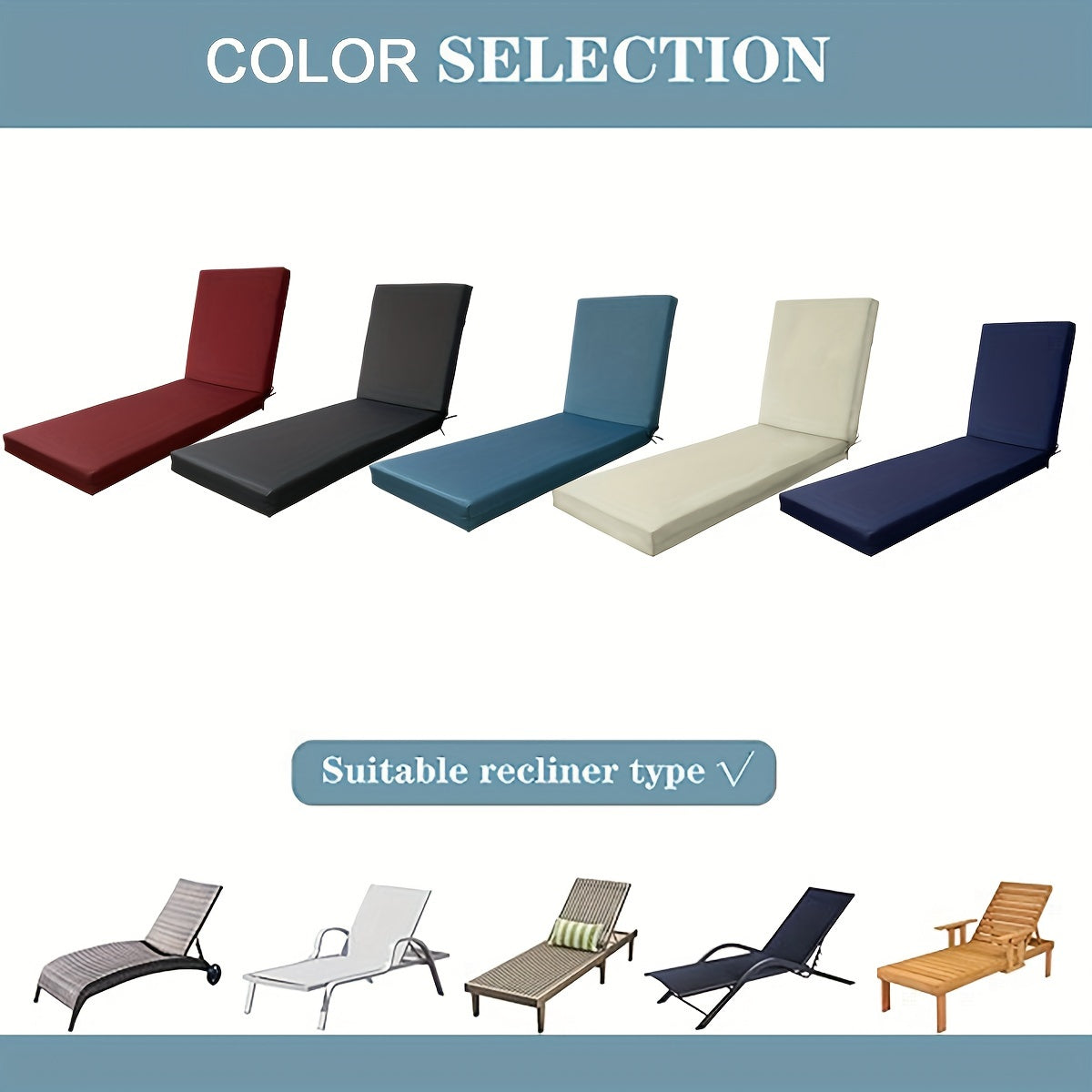 Outdoor Waterproof Foam-Filled Lounge Cushion for Patio Pool Seaside