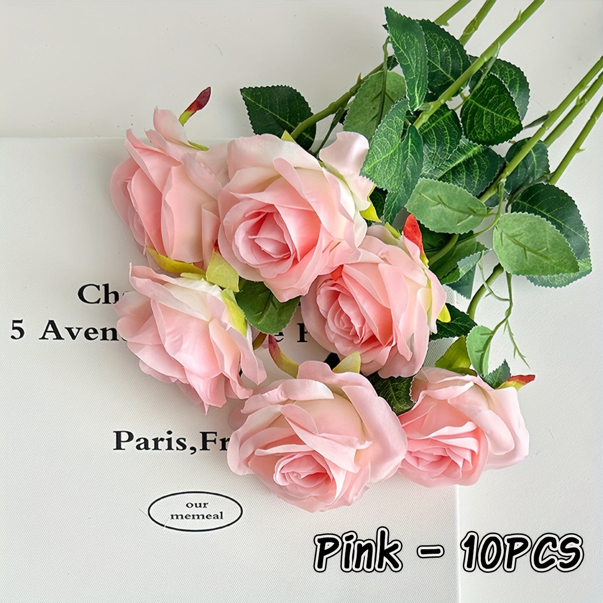 10 Faux Roses Artificial Flowers for Wedding Decor and Home Centerpieces 51cm