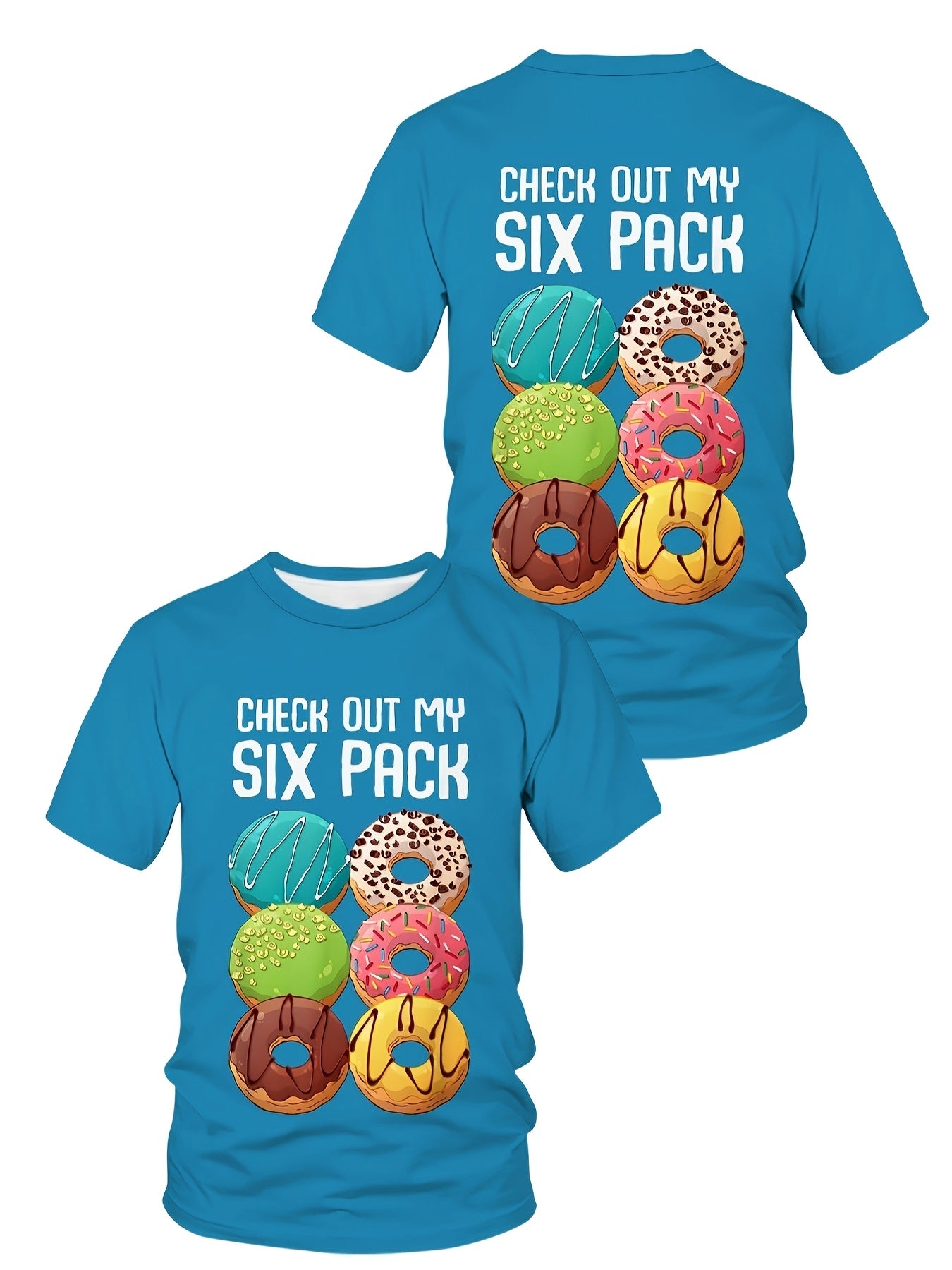 Мужская повседневная футболка с коротким рукавом большого размера с графикой в виде пончика из полиэстера