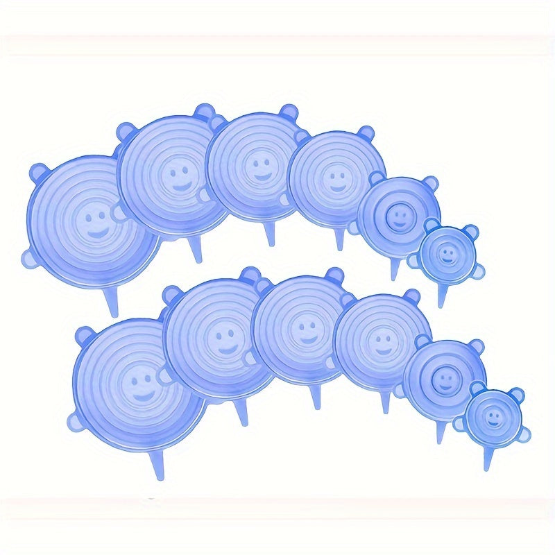Juego de 6 o 12 tapas de silicona reutilizables en forma de sonrisa para almacenamiento