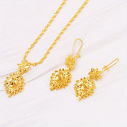 Gold Plated Leaf Jewelry Set Earrings and Necklace for Weddings Formal Occasions